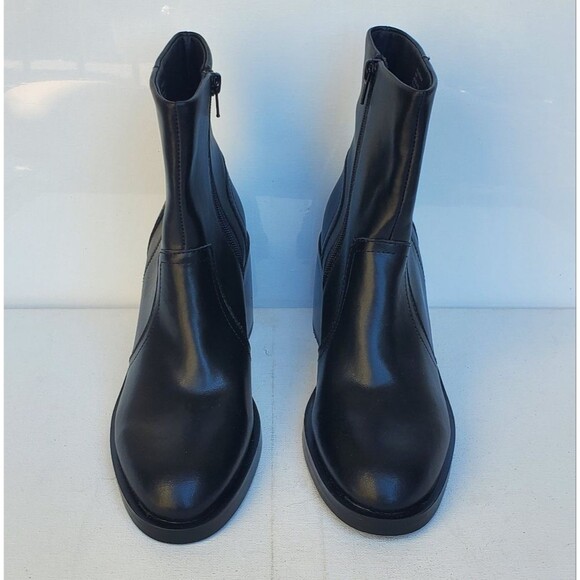 Steve Madden Phillie Womens Black Leather Block Heel Almond Toe Ankle Boot NWOB - Picture 3 of 14